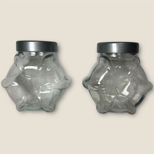 Ikea Glass Hexagon Jar w/Plastic Lid 7x6 Cookie Snack Candy Storage Jar 2 pieces